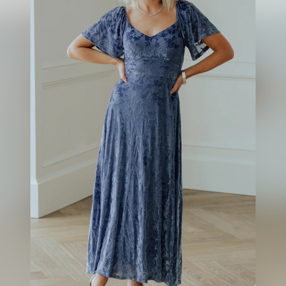 Baltic Born Wisper Blue Floral Lace Maxi Dress